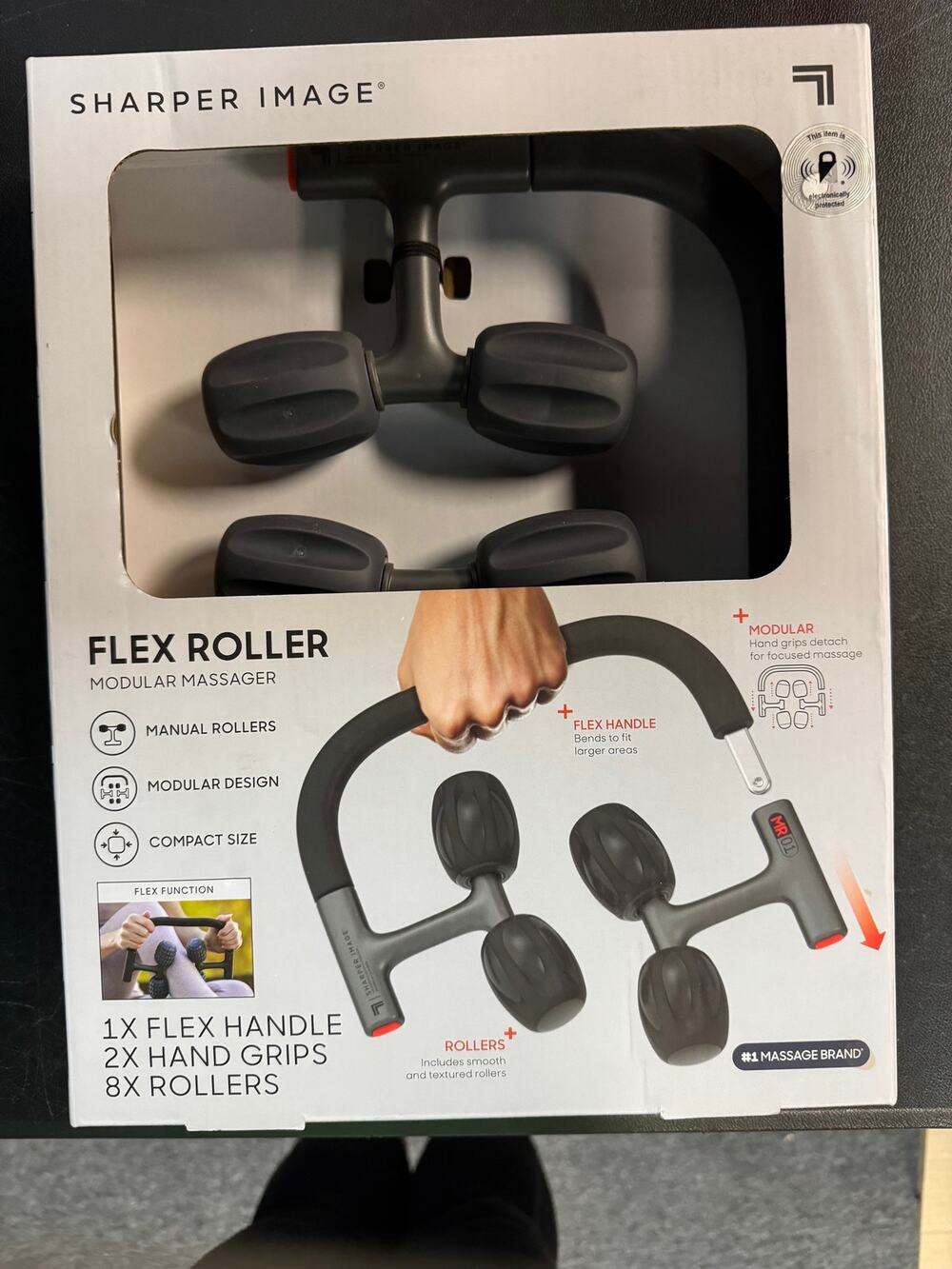New Sharper Image - Flex Roller, Modular Massager with 8 Attachments - Black